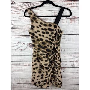 Womens Kensie Black Tan Animal Leopard Print Sleeveless Mini Party Dress Sz 2